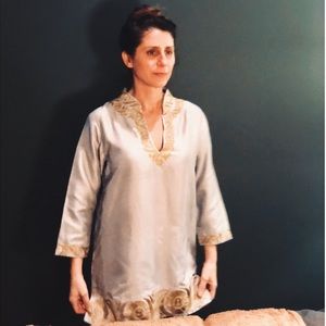 Sushila Gray and Gold Tunic for Women Size S